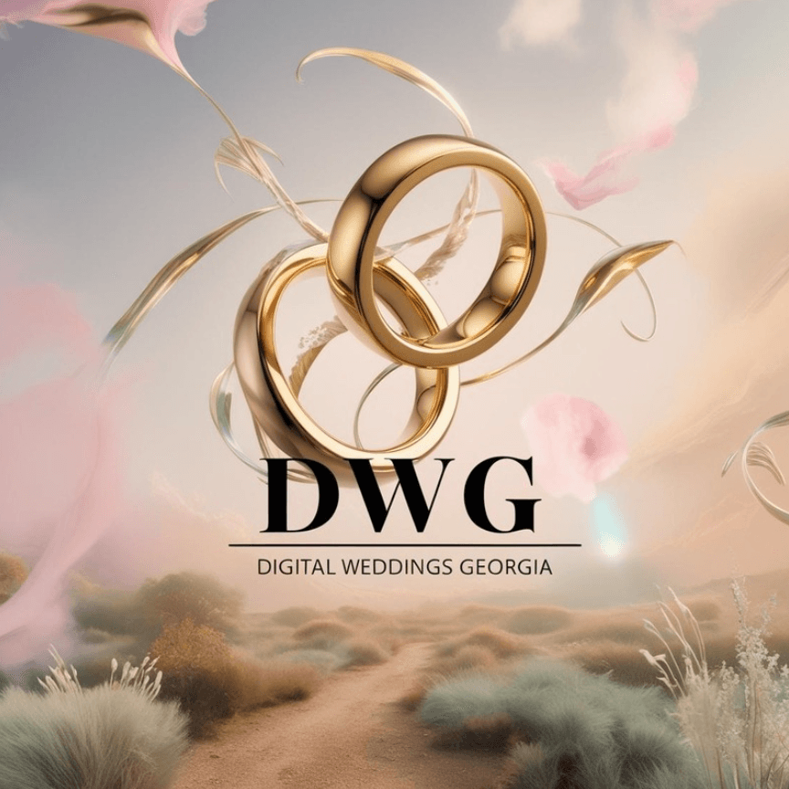 Digital Weddings Georgia - ოქროს ბეჭდები ლამაზ ფონზე